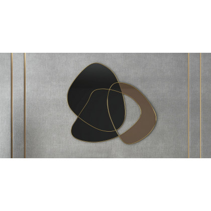 HMR - 31.5" Abstract 3D Metal Big Wall Decor Unique Modern Irregular Home Art in Black & Gold