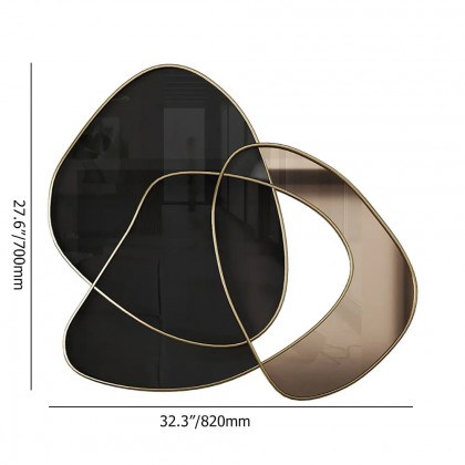 HMR - 31.5" Abstract 3D Metal Big Wall Decor Unique Modern Irregular Home Art in Black & Gold