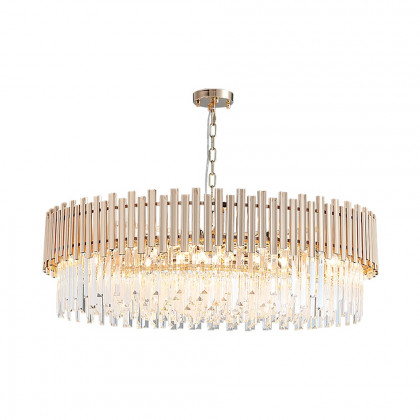 HMR Tierizo Modern Tiered Crystal Chandelier with Adjustable Chain in Gold - 16-Light