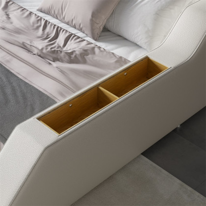 HMR - Ultimate Smart Bed King Tufted Upholstered Platform Bed with Massage, Storage & Speaker