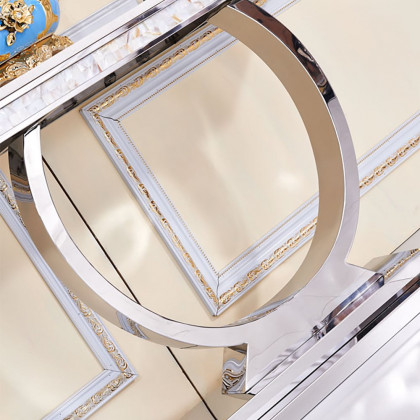 HMR - Modern 63" Rectangle Console Table with Sintered Stone Top & Chrome Base