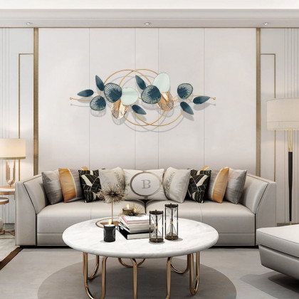 HMR - Minimalist 3D Hollow-out Metal Leaves Wall Decor in 53.5"L x 19.7"H