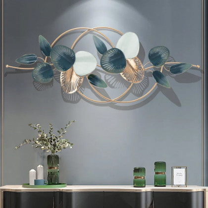 HMR - Minimalist 3D Hollow-out Metal Leaves Wall Decor in 53.5"L x 19.7"H