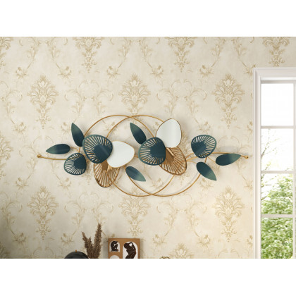 HMR - Minimalist 3D Hollow-out Metal Leaves Wall Decor in 53.5"L x 19.7"H