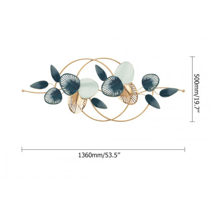 HMR - Minimalist 3D Hollow-out Metal Leaves Wall Decor in 53.5"L x 19.7"H