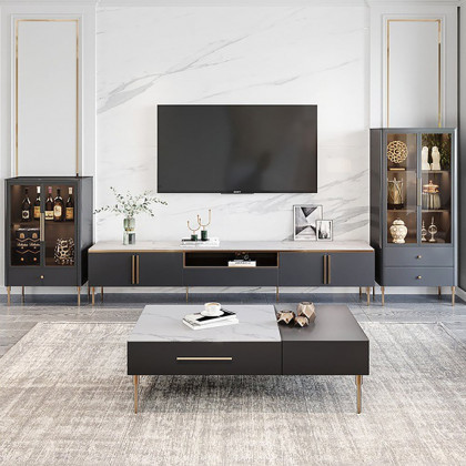 HMR - Mirian TV Stand 4-Door 1 Drawer Media Console in White