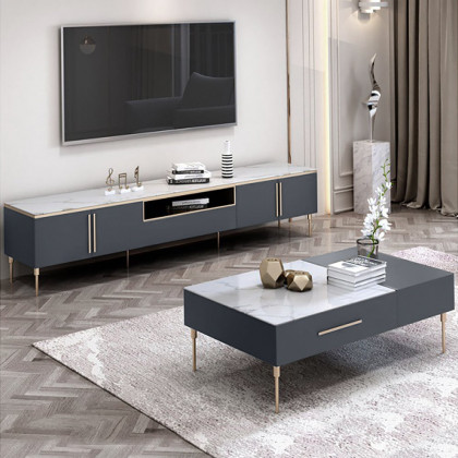 HMR - Mirian TV Stand 4-Door 1 Drawer Media Console in White