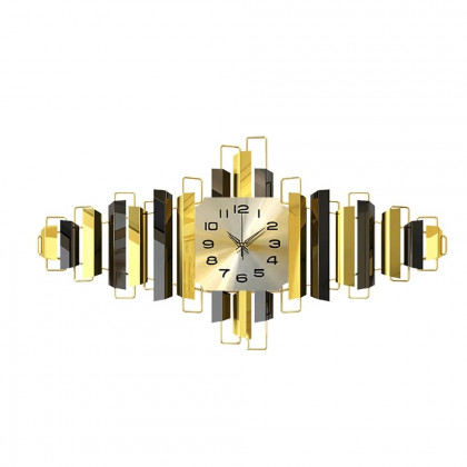 HMR - 3D Oversized Wall Clock Geometric in Black/Gold