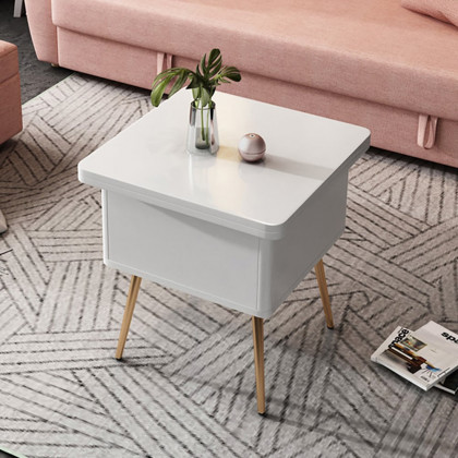 HMR - Modern Multi-functional Coffee Table Extendable with Storage & Lift Top in White