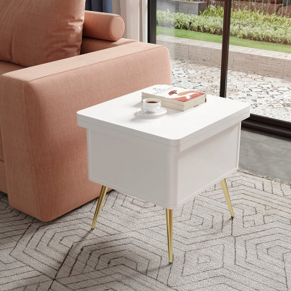 HMR - Modern Multi-functional Coffee Table Extendable with Storage & Lift Top in White