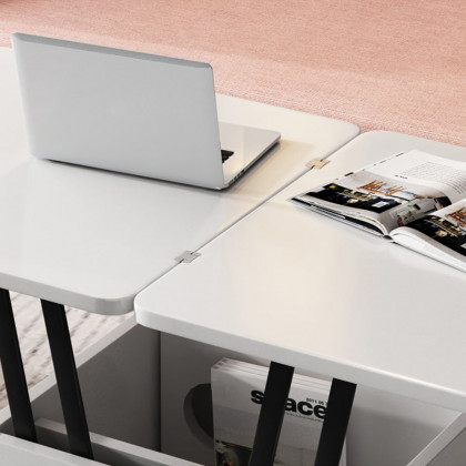 HMR - Modern Multi-functional Coffee Table Extendable with Storage & Lift Top in White