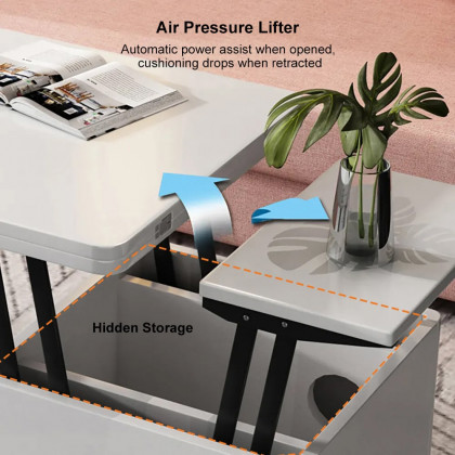 HMR - Modern Multi-functional Coffee Table Extendable with Storage & Lift Top in White