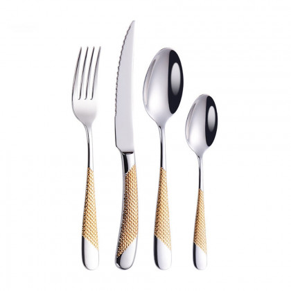HMR - 16-Pieces Flatware Set Service for 4 in Stainless Steel