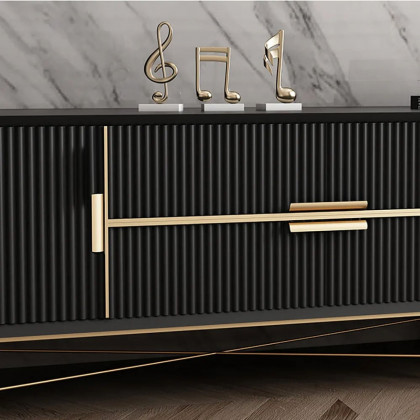 HMR - Scandinavian TV Stand 4-Drawer 2-Door Media Console in Black