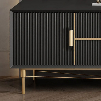 HMR - Scandinavian TV Stand 4-Drawer 2-Door Media Console in Black