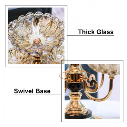 HMR - Rotatable Glass Fruit Basket Multilayer Decor Bowl with Base in Rose Gold