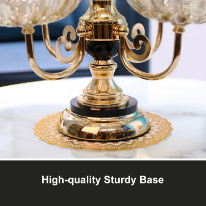 HMR - Rotatable Glass Fruit Basket Multilayer Decor Bowl with Base in Rose Gold