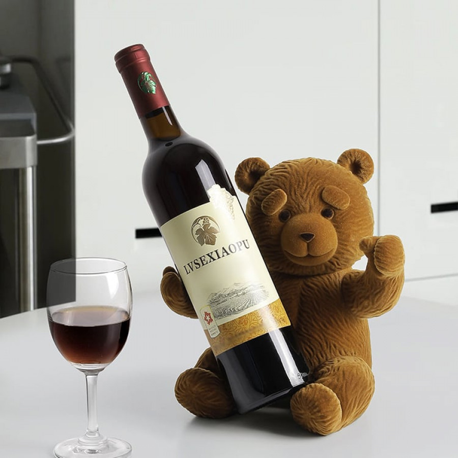 HMR - Brown Bear Table Top Wine Rack Countertop Wine Bottle Holder