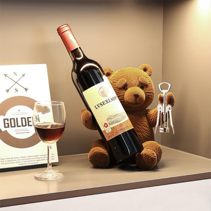 HMR - Brown Bear Table Top Wine Rack Countertop Wine Bottle Holder