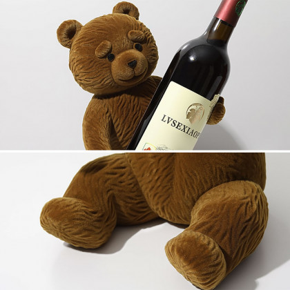 HMR - Brown Bear Table Top Wine Rack Countertop Wine Bottle Holder