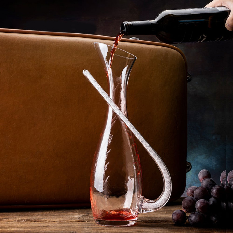 HMR - Creative Wine Decanter with Silver Cystal-Filled Handle