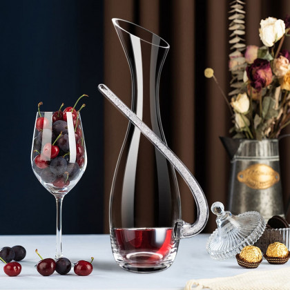 HMR - Creative Wine Decanter with Silver Cystal-Filled Handle