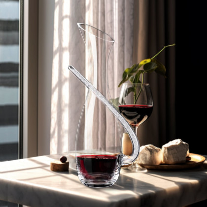 HMR - Creative Wine Decanter with Silver Cystal-Filled Handle