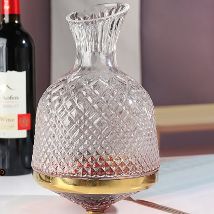 HMR - Luxury Tumbler Wine Decanter 360 Rotating Hand-Carved Diamond Creative Spin Decanter