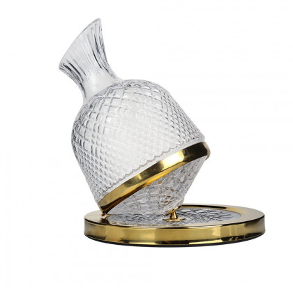 HMR - Luxury Tumbler Wine Decanter 360 Rotating Hand-Carved Diamond Creative Spin Decanter