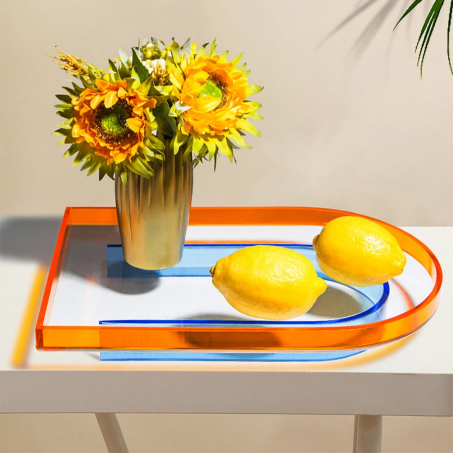 HMR - Modern Clear Acrylic Serving Tray Novelty Decorative Tray