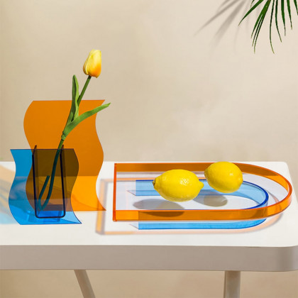 HMR - Modern Clear Acrylic Serving Tray Novelty Decorative Tray