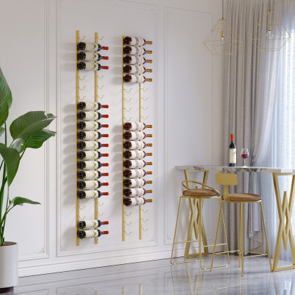 HMR - Modern Gold Wall Mounted Wine Bottle Rack 21-Bottle Metal Wine Rack