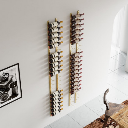 HMR - Modern Gold Wall Mounted Wine Bottle Rack 21-Bottle Metal Wine Rack