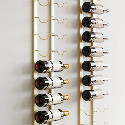 HMR - Modern Gold Wall Mounted Wine Bottle Rack 21-Bottle Metal Wine Rack