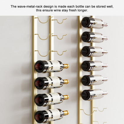 HMR - Modern Gold Wall Mounted Wine Bottle Rack 21-Bottle Metal Wine Rack