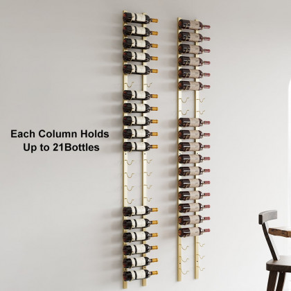 HMR - Modern Gold Wall Mounted Wine Bottle Rack 21-Bottle Metal Wine Rack