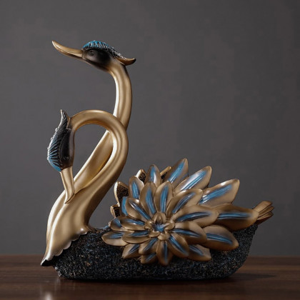HMR - Resin Swan Statue Wine Bottle Holder Table Top Wine Bottle Rack Countertop Wine Rack