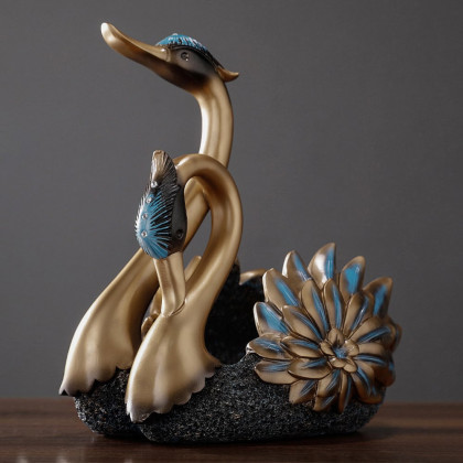 HMR - Resin Swan Statue Wine Bottle Holder Table Top Wine Bottle Rack Countertop Wine Rack