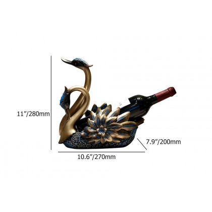 HMR - Resin Swan Statue Wine Bottle Holder Table Top Wine Bottle Rack Countertop Wine Rack