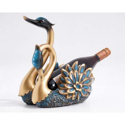 HMR - Resin Swan Statue Wine Bottle Holder Table Top Wine Bottle Rack Countertop Wine Rack