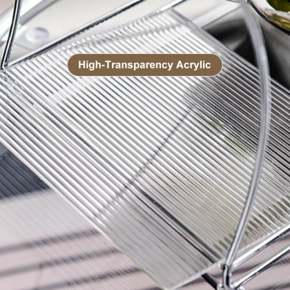 HMR - 3 Tiered White & Silver Fruit Basket Decor Ceramic Snack Tray with Acrylic Storage