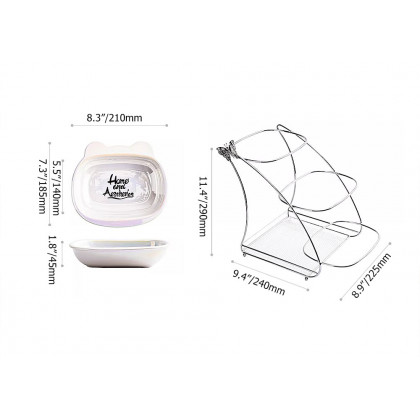 HMR - 3 Tiered White & Silver Fruit Basket Decor Ceramic Snack Tray with Acrylic Storage