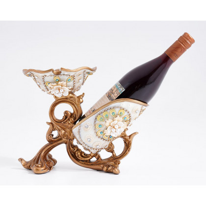 HMR - European Style Vintage Tabletop Wine Bottle Rack with Glass Holder in Gold