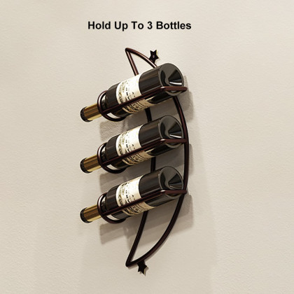 HMR - 4 Pieces 12 Bottles Moon Shaped Metal Wine Rack Wall Mounted in Bronze