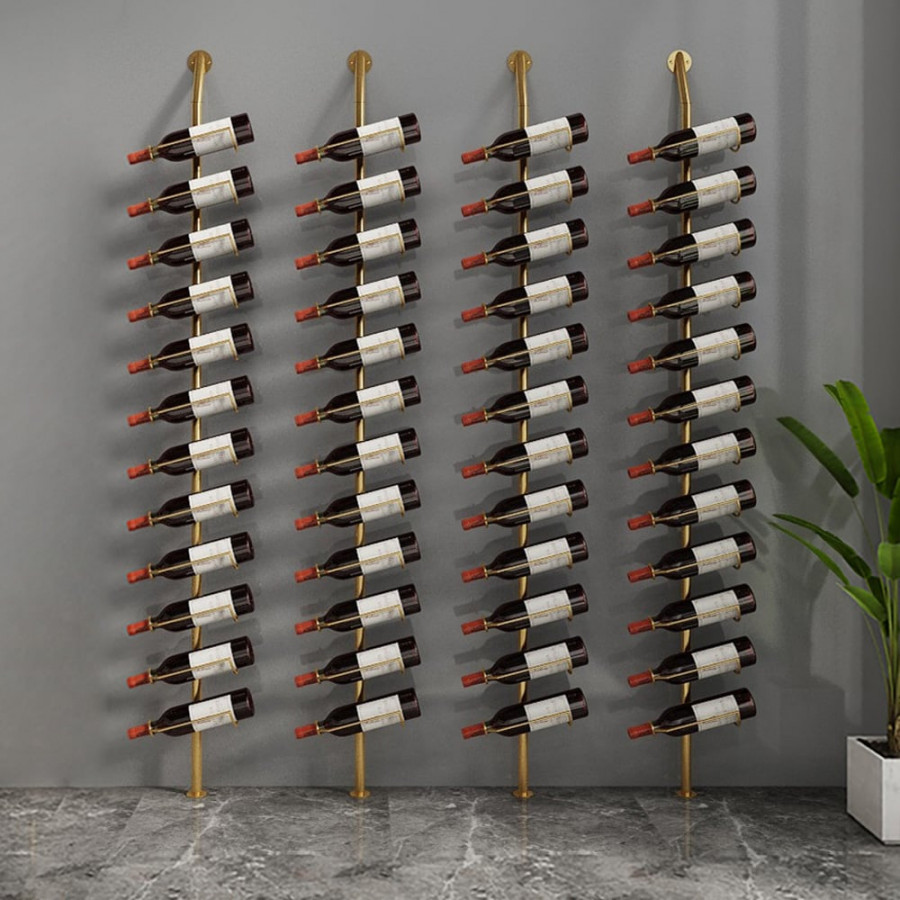 HMR - Industrial Gold Floor Wine Rack Metal 4 Piece 48-Bottle Vertical Tall Wine Rack