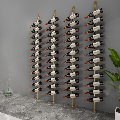 HMR - Industrial Gold Floor Wine Rack Metal 4 Piece 48-Bottle Vertical Tall Wine Rack