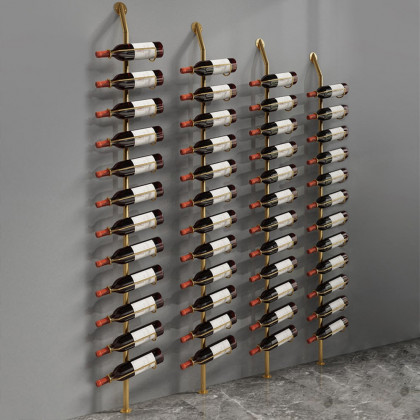 HMR - Industrial Gold Floor Wine Rack Metal 4 Piece 48-Bottle Vertical Tall Wine Rack