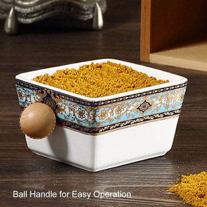 HMR - 2-Tier 6 Jar Spice Seasoning Jar & Rack Set Ceramic Organizers with Lid in White