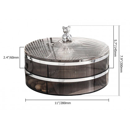 HMR - Acrylic 11" Divided Serving Tray with Lid 2 Tiered Snack Tray Food Storage Containers