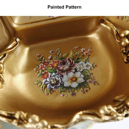 HMR - 2 Tiered Gold & White Fruit Basket Glam Plate with Removable Vase Resin Snack Tray Decor